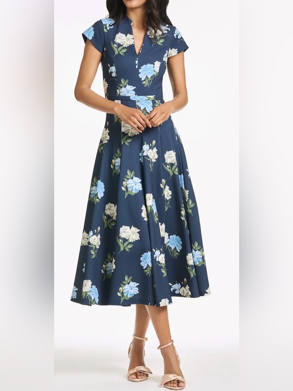 NEW SACHIN BABI Jasmeen Floral Navy Blue Midi Dress Sz 14